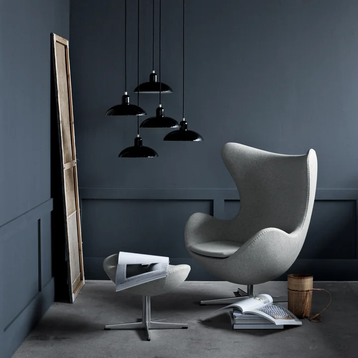 Fritz Hansen - Egg Chair, Aluminium gebürstet matt / Capture blau 6001