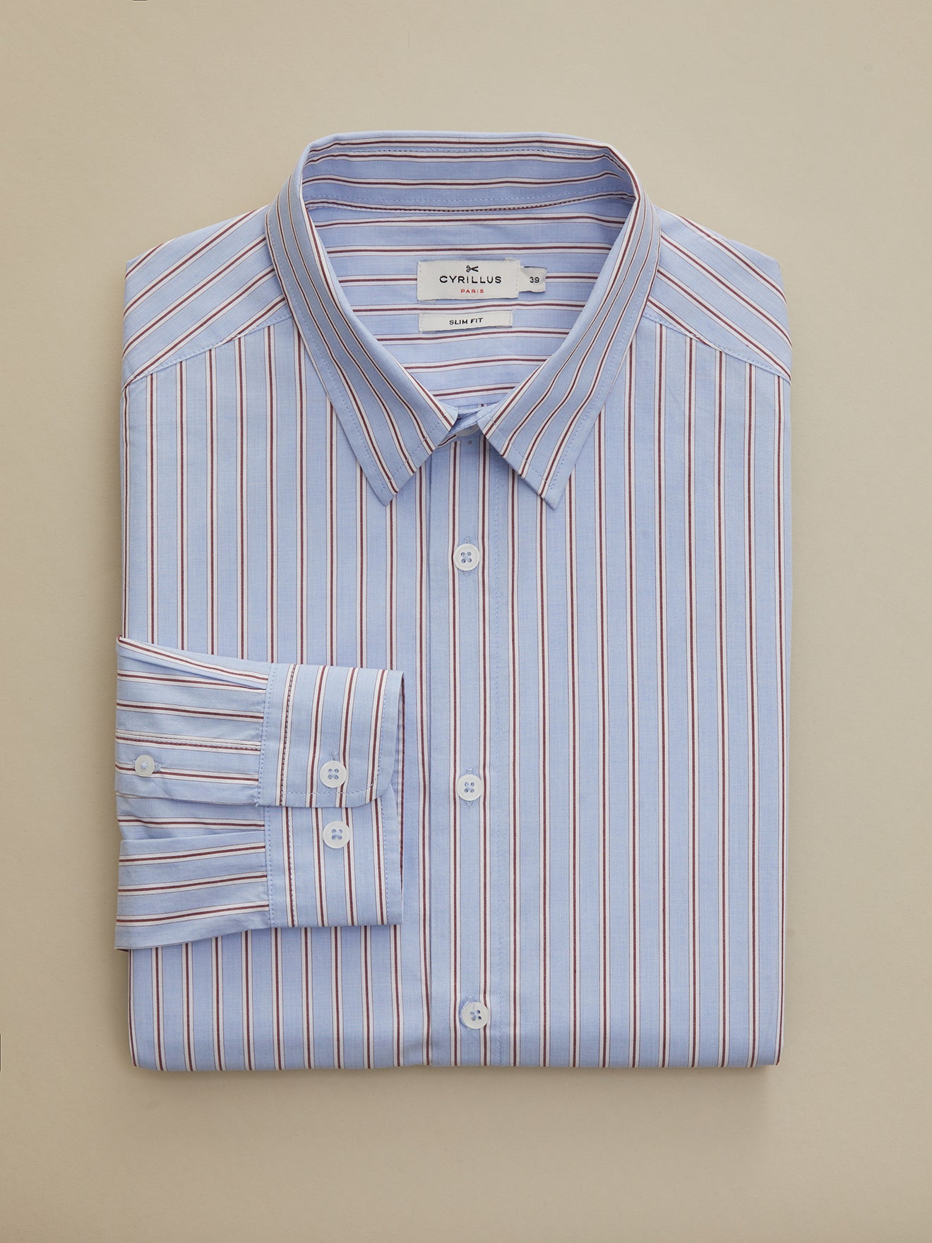 Chemise rayures tricolores slim fit homme