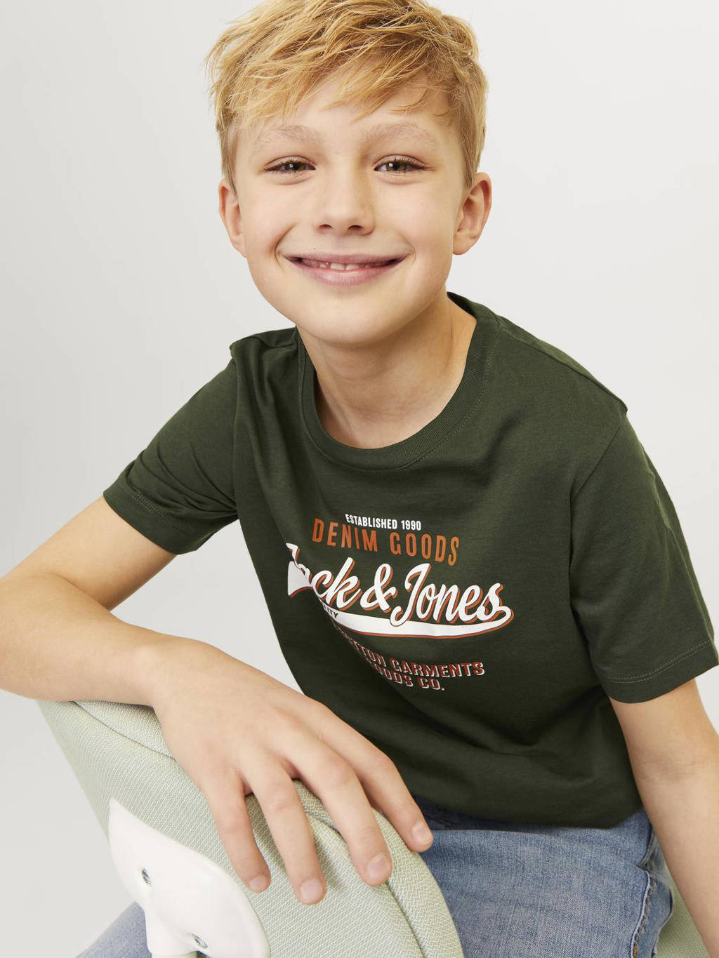 JACK & JONES T-shirt JJELOGO met logo warm donkergroen