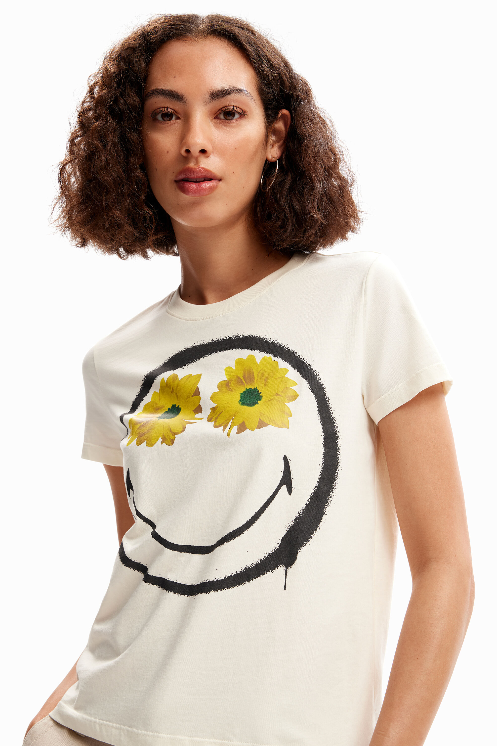 T-shirt Smiley fleurs