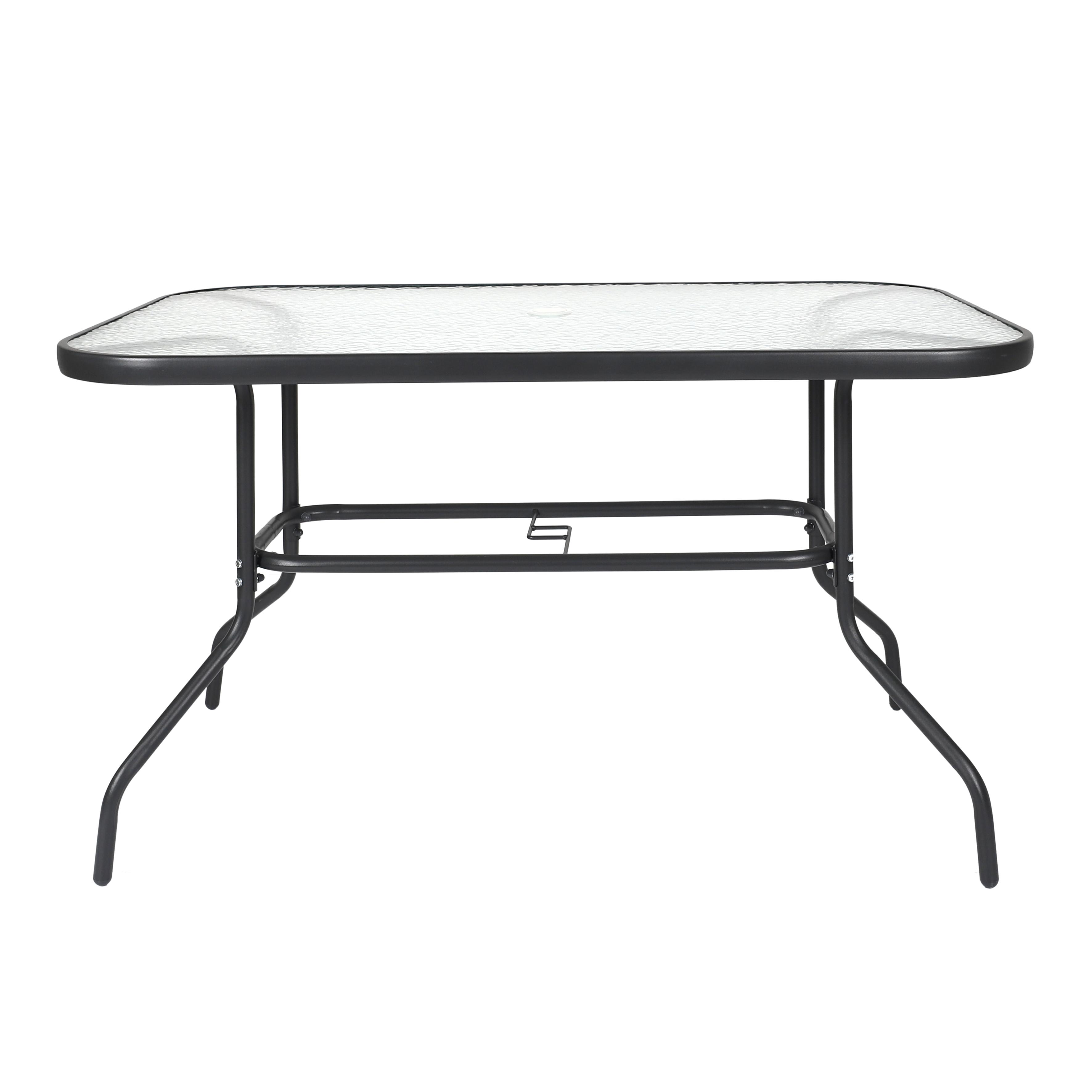 TABLE JARDIN RECTANGULAIRE 4 CHAISES ET PARASOL