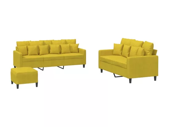 Ensemble de canapés 3 pièces avec coussins Jaune Velours