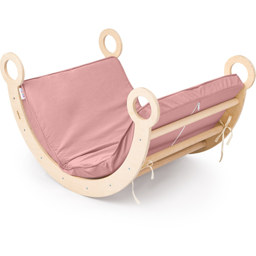 Køb Woobiboo Natural Montessori Rocker Med Pink Madras M