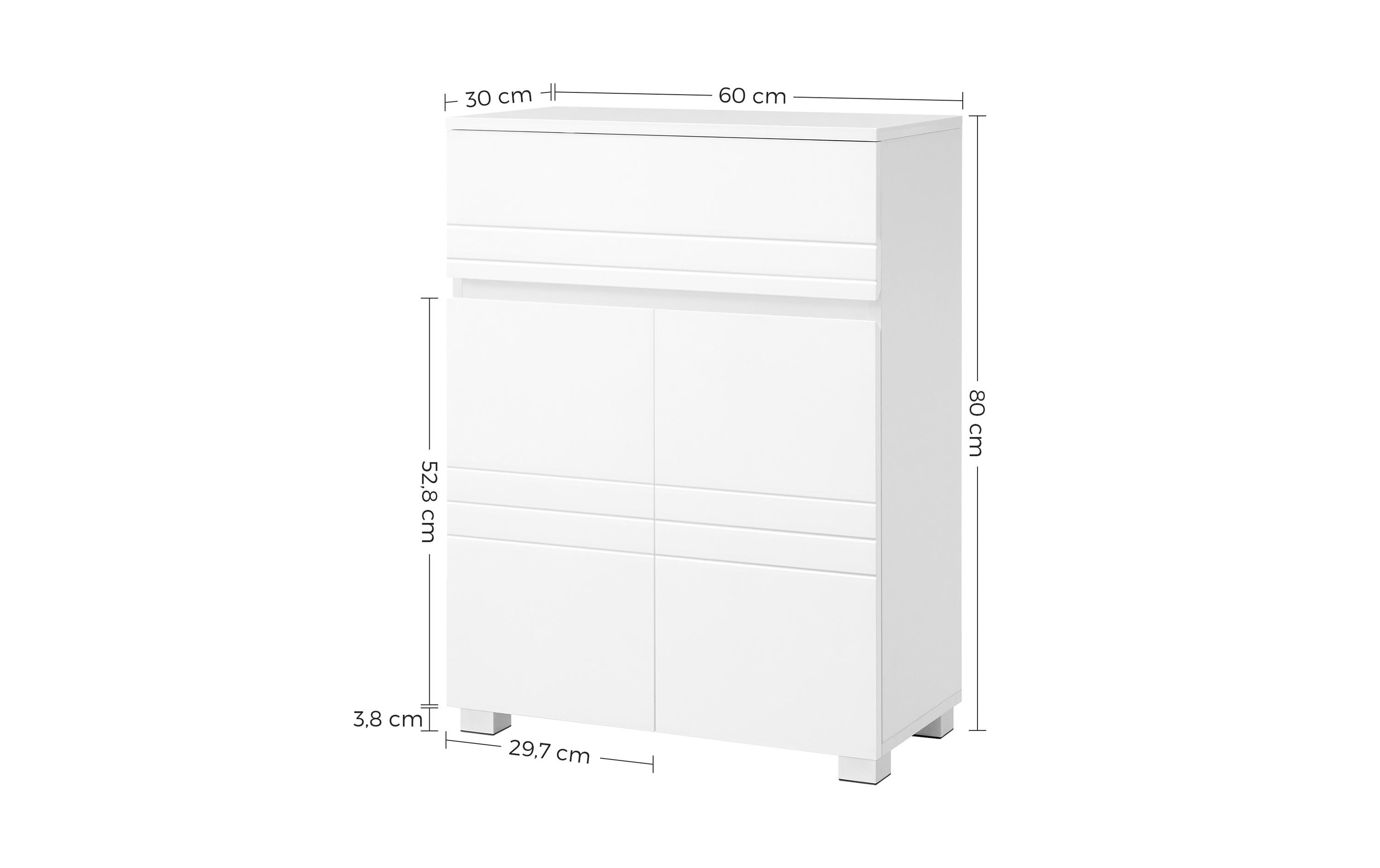 Badezimmerregal mit Schublade 80 x 30 cm, Weiss<br>Badezimmerschrank