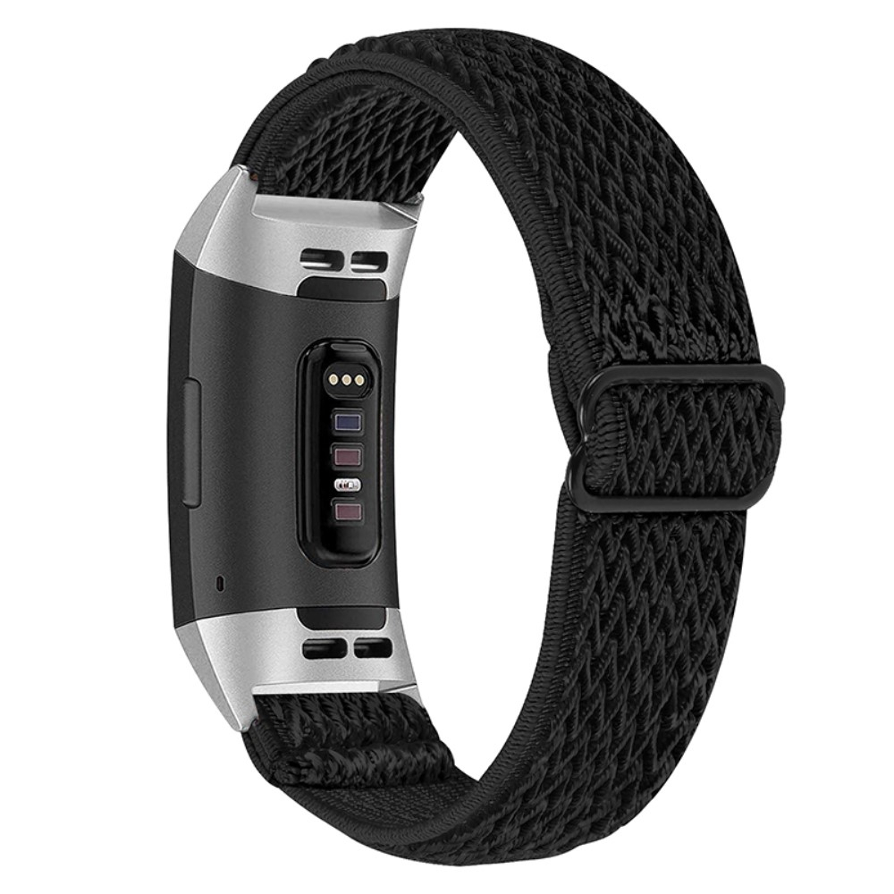 Fitbit Charge 2 Elastisches Nylon Gummi Armband (Gelenkumfang: 180-260mm) - Schwarz