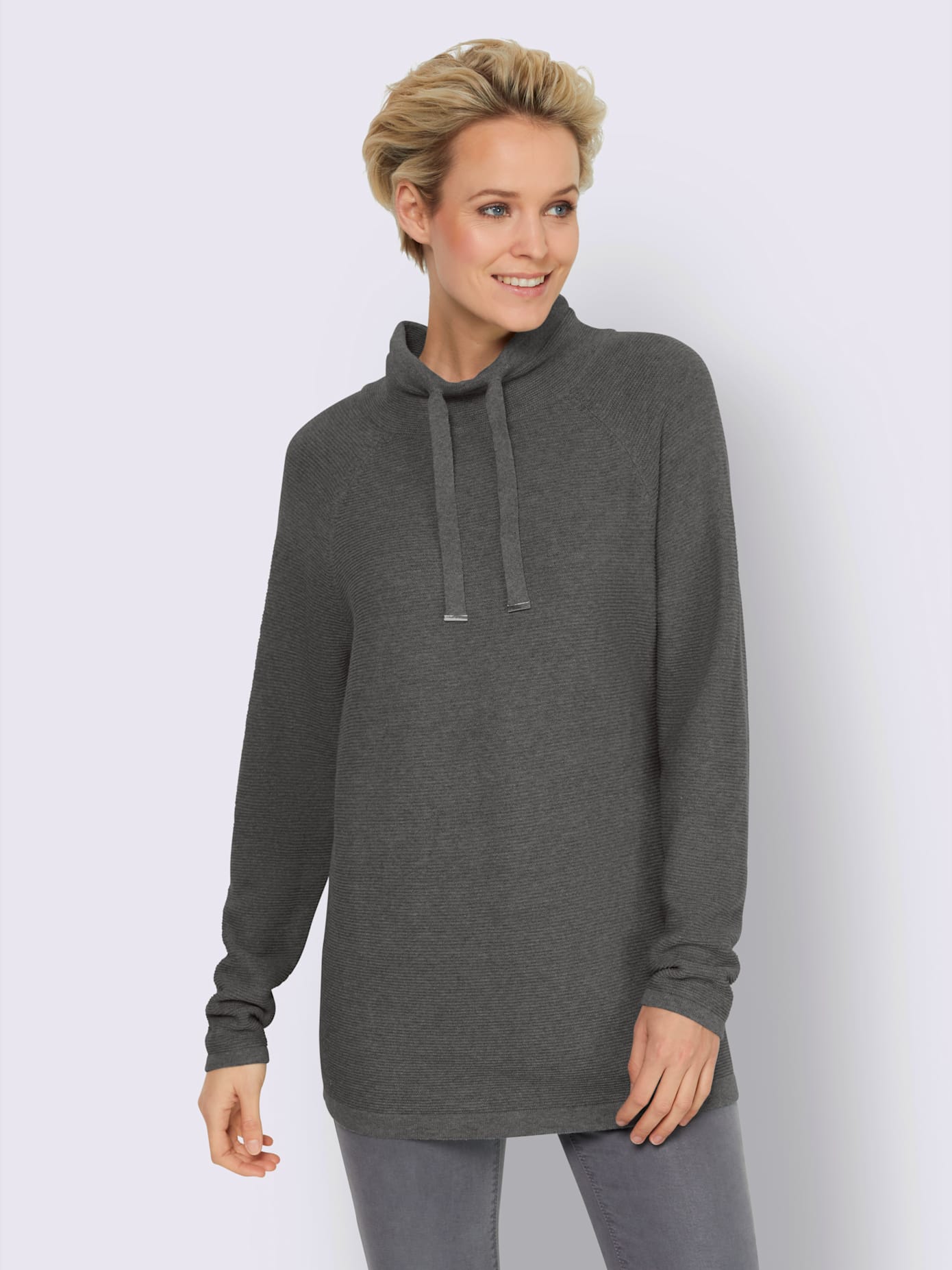 Pull large col montant avec coulisse