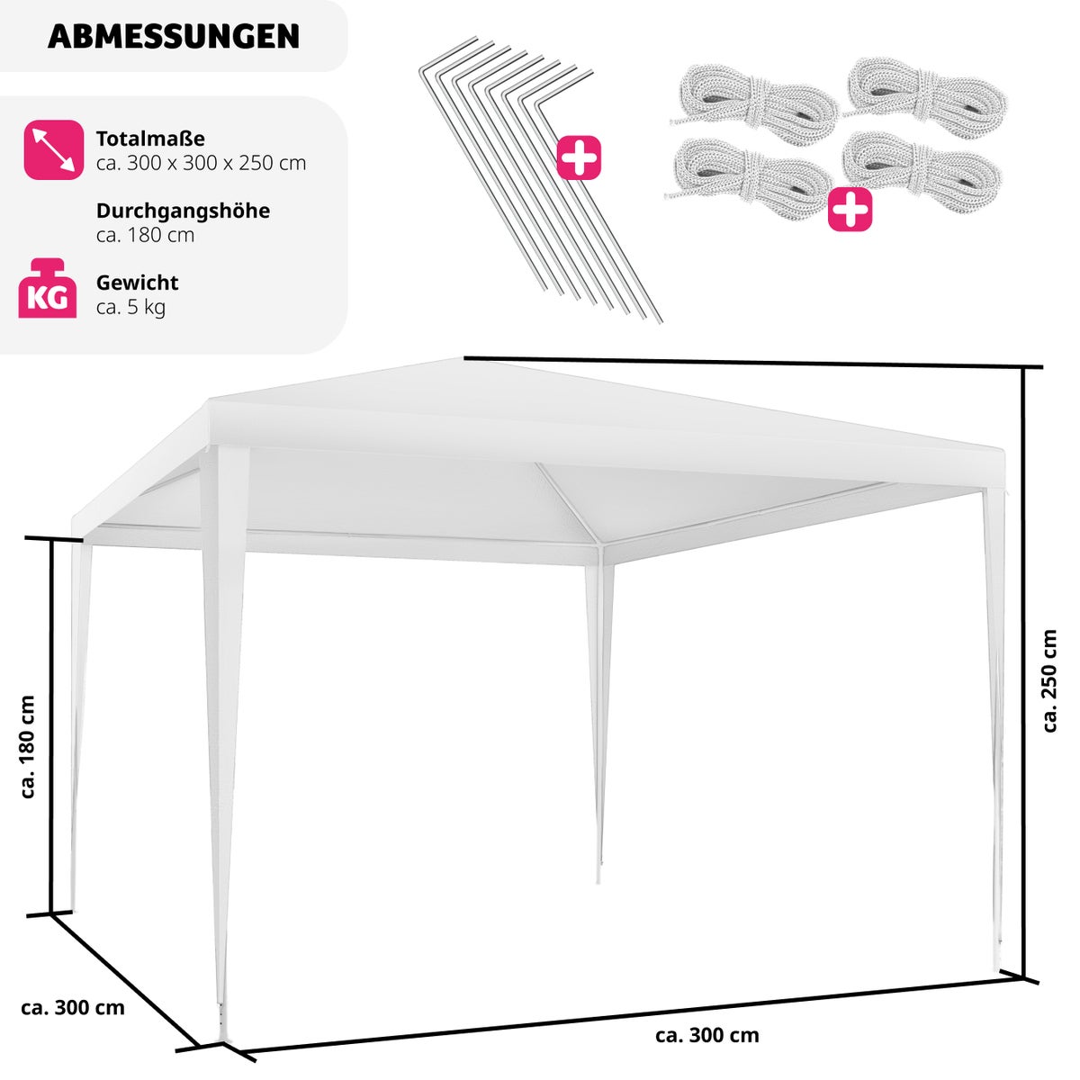 tectake Kara 3 x 3 m paviljoen inclusief scheerlijnen en haringen