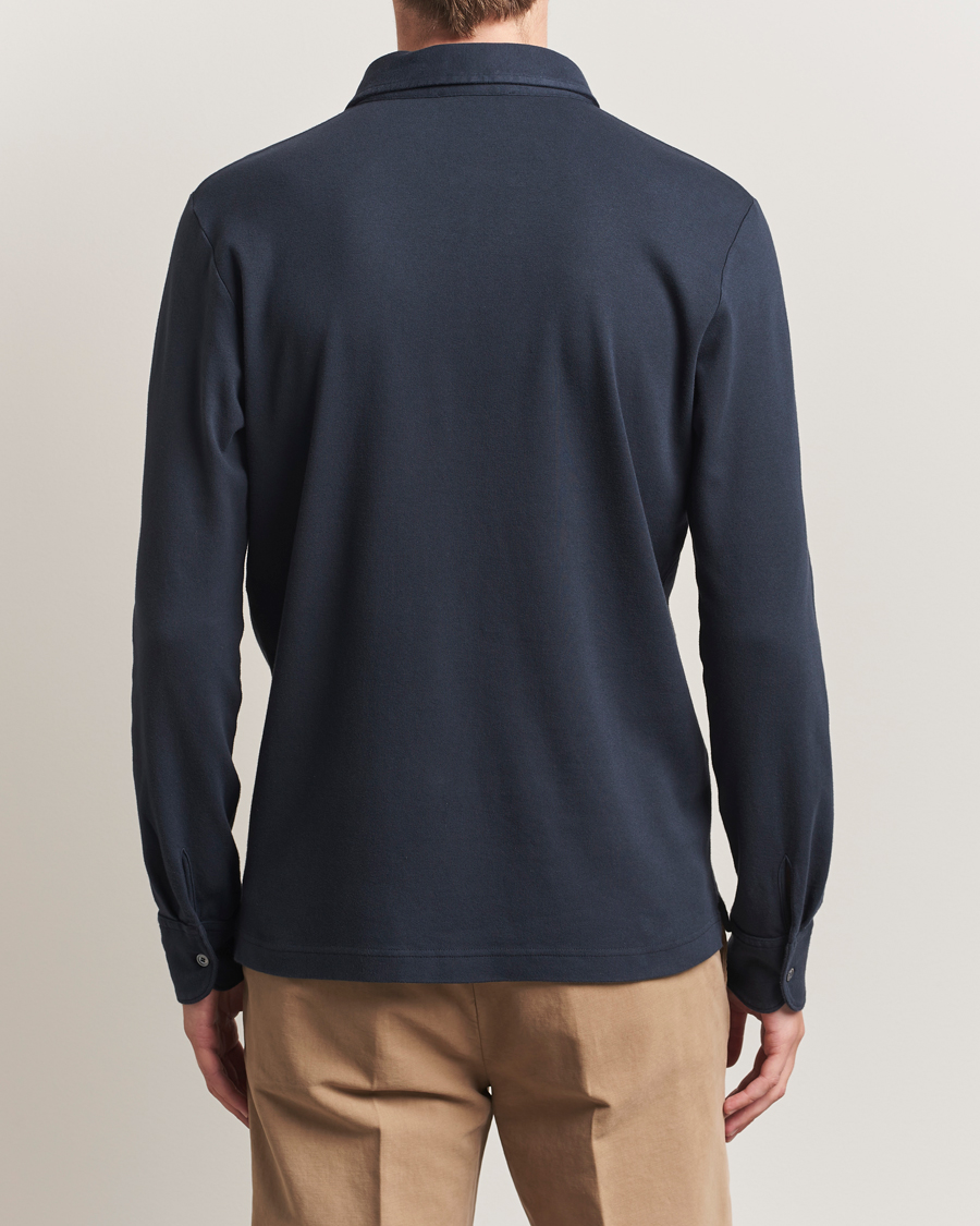 Zanone Heavy Jersey Long Sleeve Polo Navy