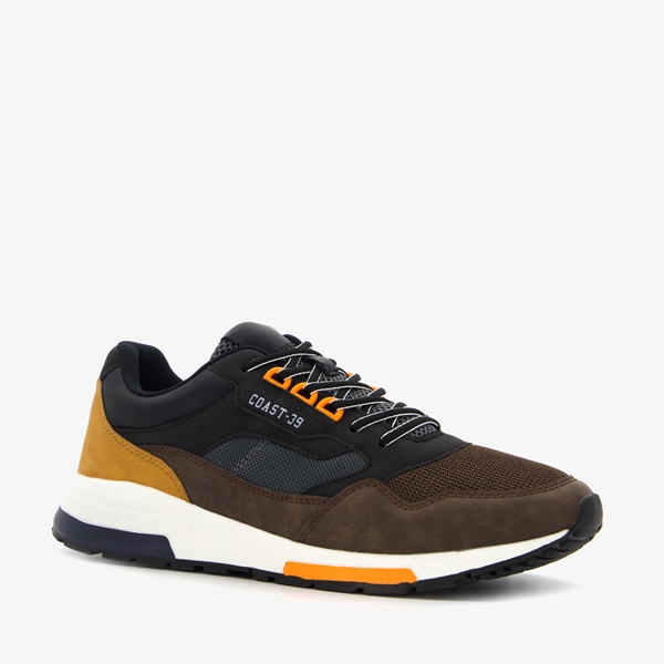 Blue Box heren sneakers met okergele details