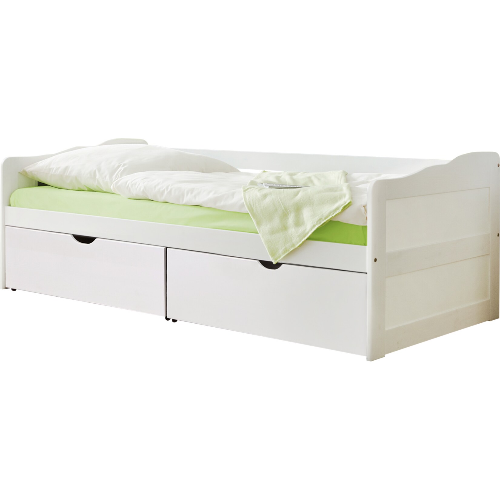 TiCAA Sofabett Funktionsbett Gästebett Melanie Kiefer Weiß inkl. Matratze und Rollrost