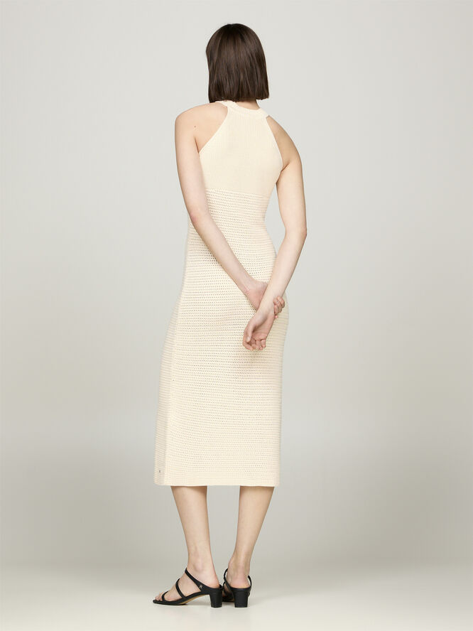 Tommy Hilfiger CROCHET MIDI DRESS Calico sweaters