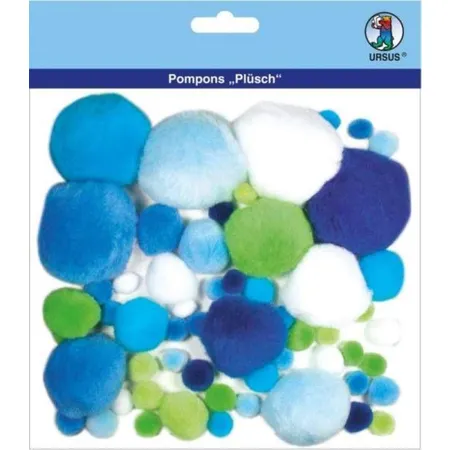 URSUS Pompons blau/grün Mix, 60 Stück