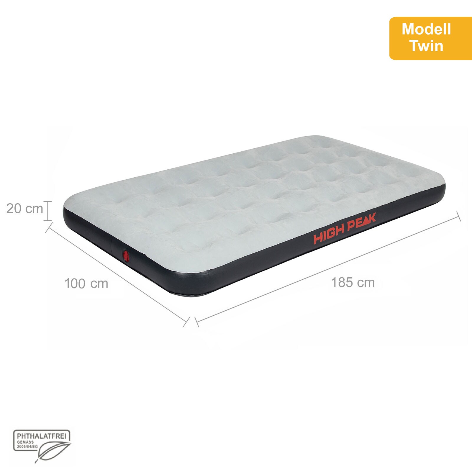 HIGH PEAK Luftbett Gästebett Camping Matratze Isomatte Luftmatratze Campingbett Größe: Single (185 x 75 x 20 cm)