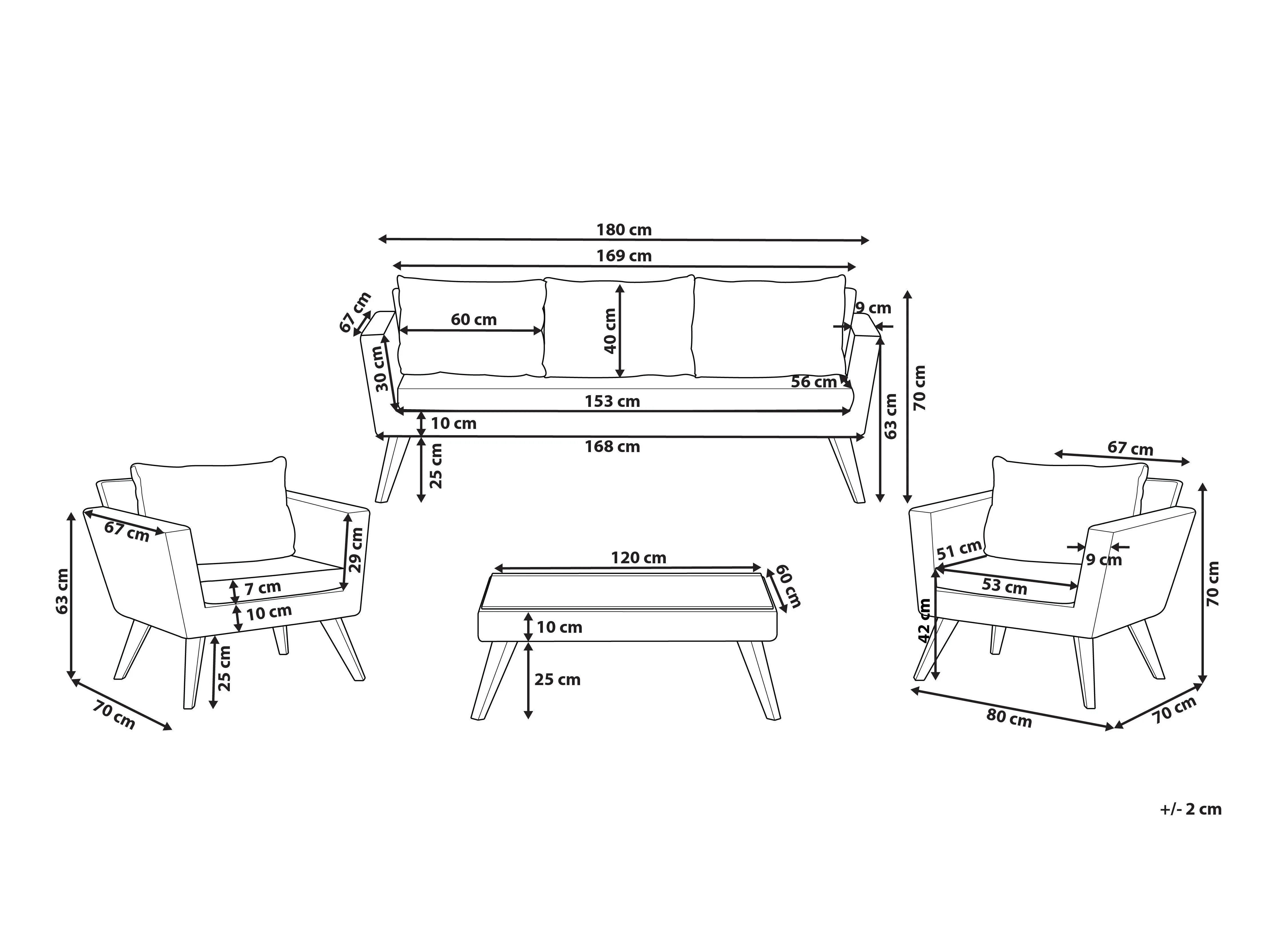 Loungeset met tafel 5-zits VITTORIA XL PE rotan Olijfgroen