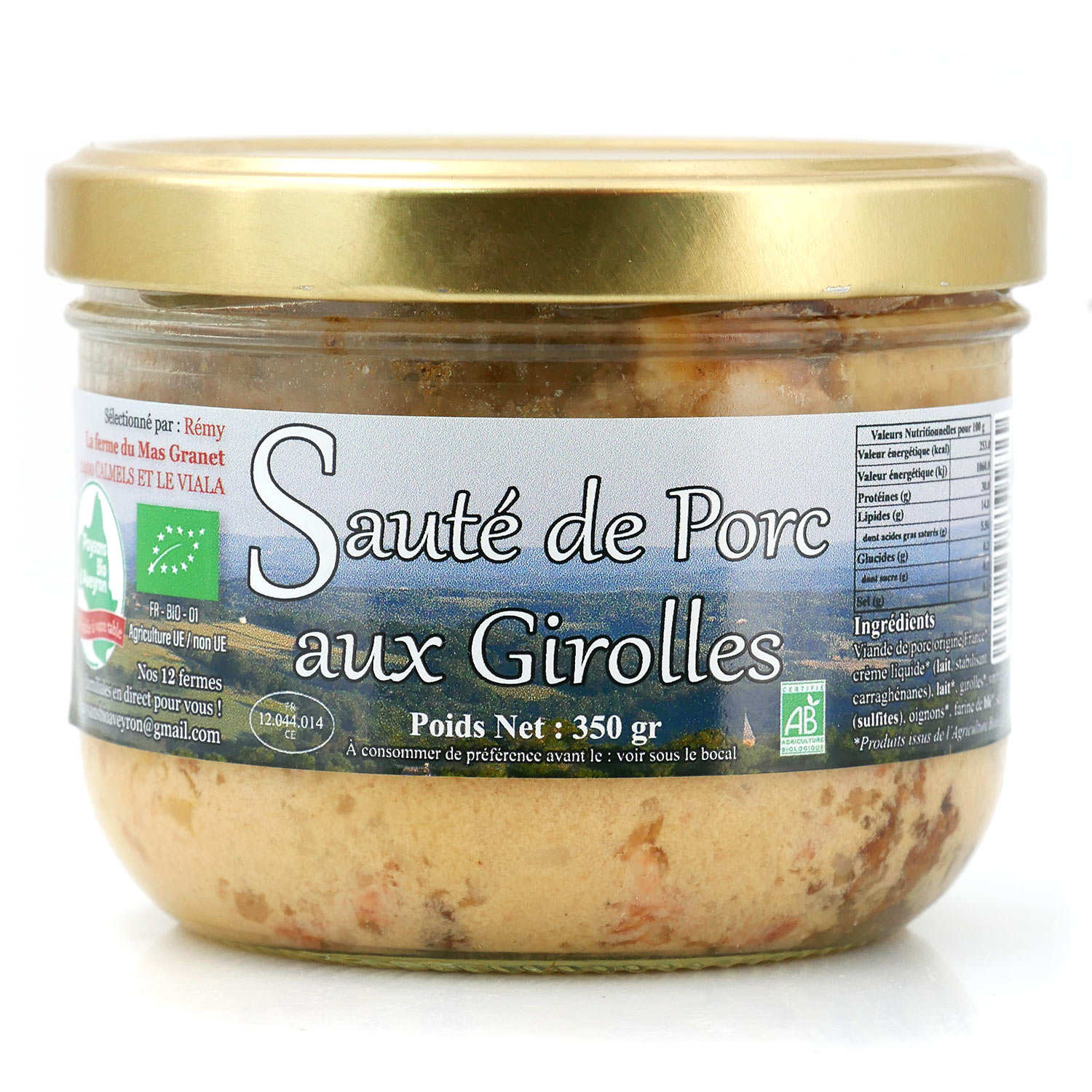 Sauté de porc bio aux girolles - Plat cuisiné fermier de l'Aveyron