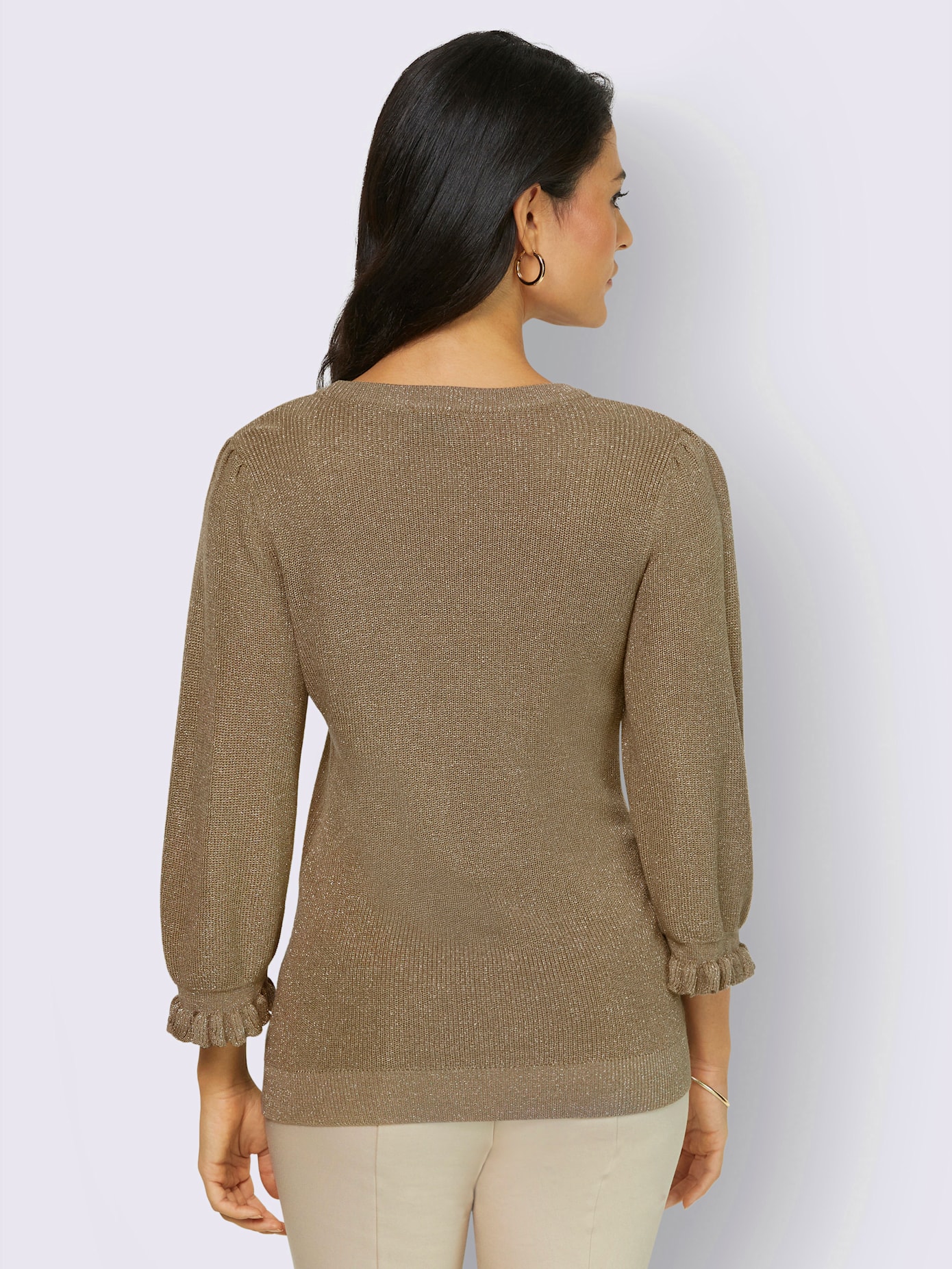 Pull à manches 3/4 fil fantaisie couleur or