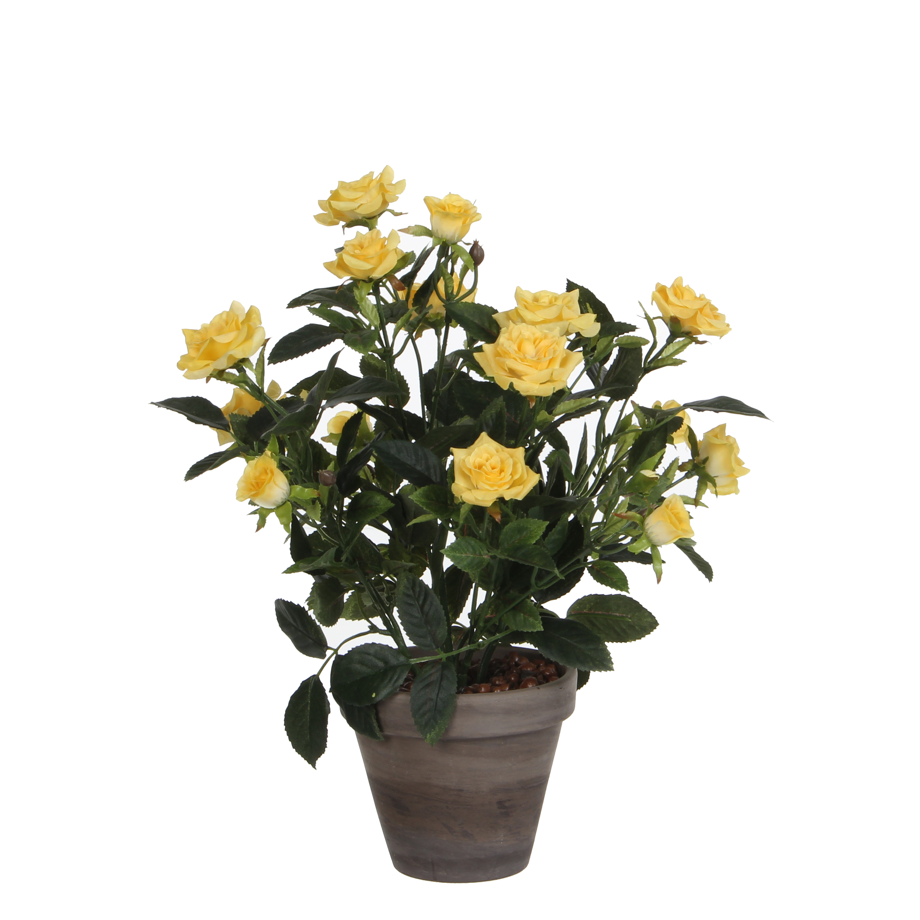 Mica decorations - rosier artificielle jaune en pot h33