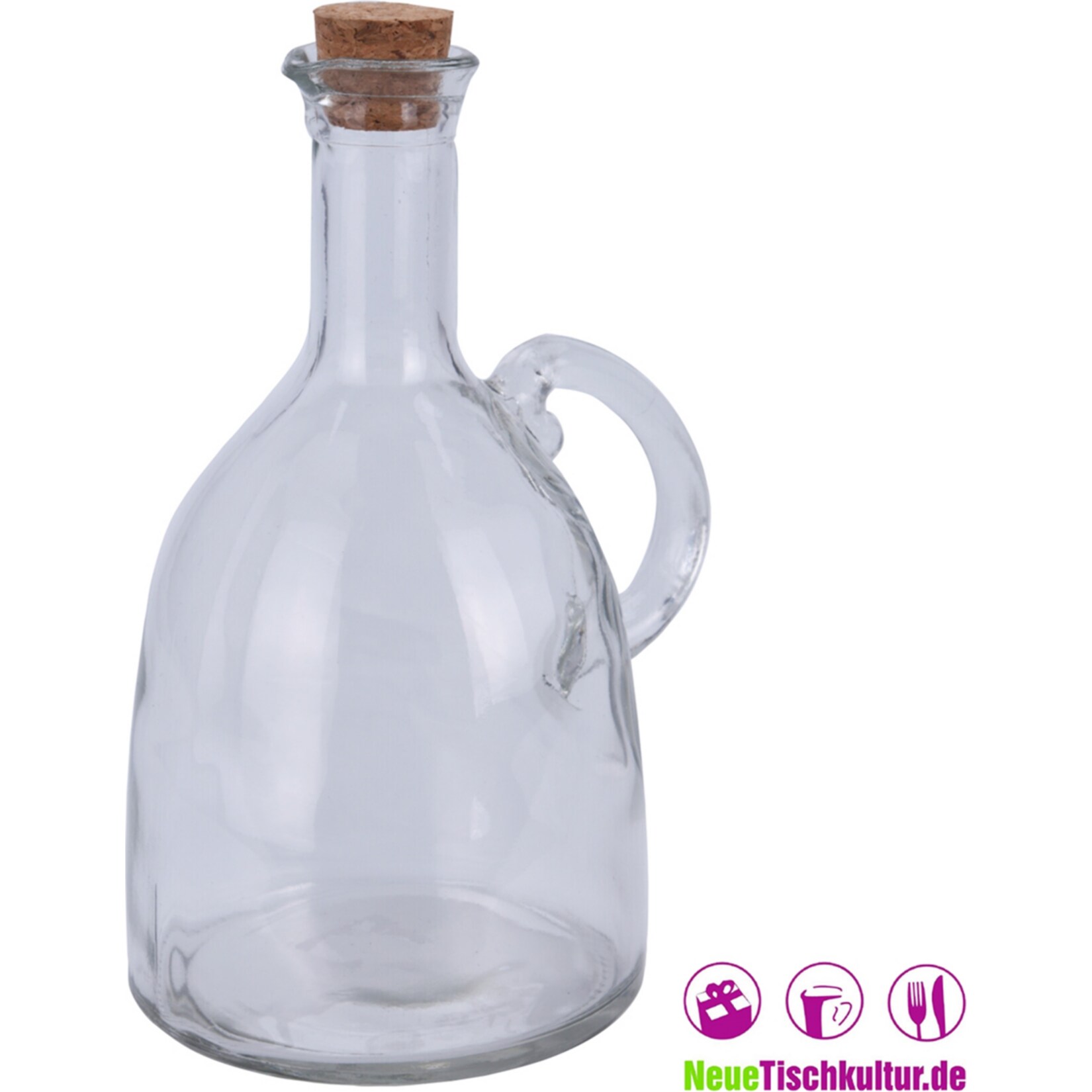 neuetischkultur Glasflasche bauchig mit Korken für Öl oder Essig