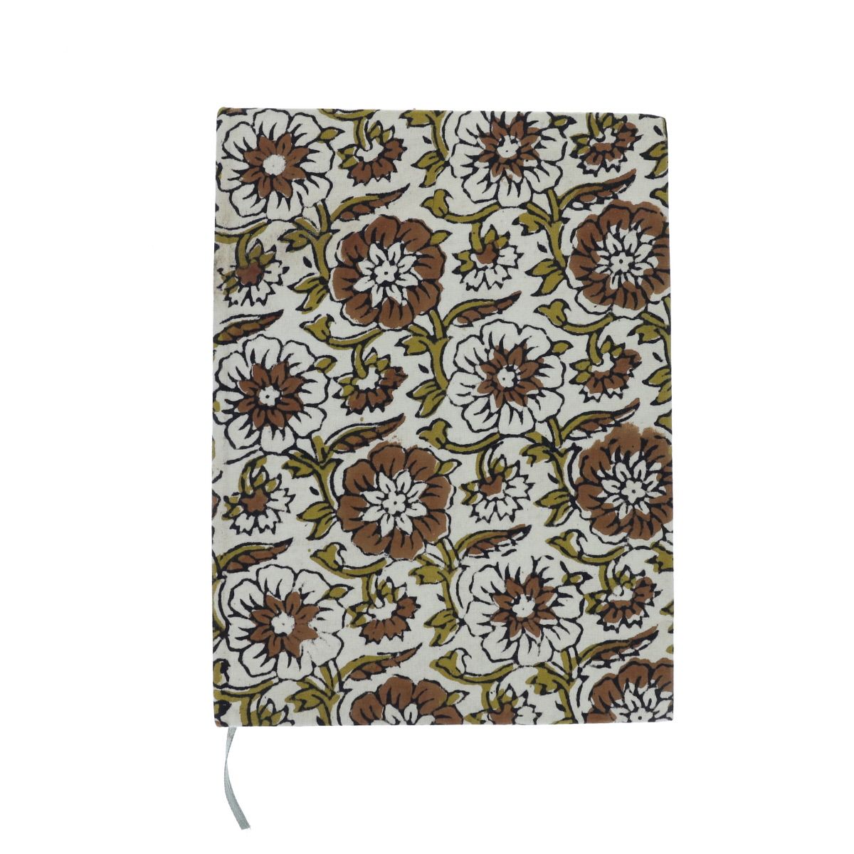 Grand carnet de notes fleuri écru block print - Delhi d'antan Pondie Chérie
