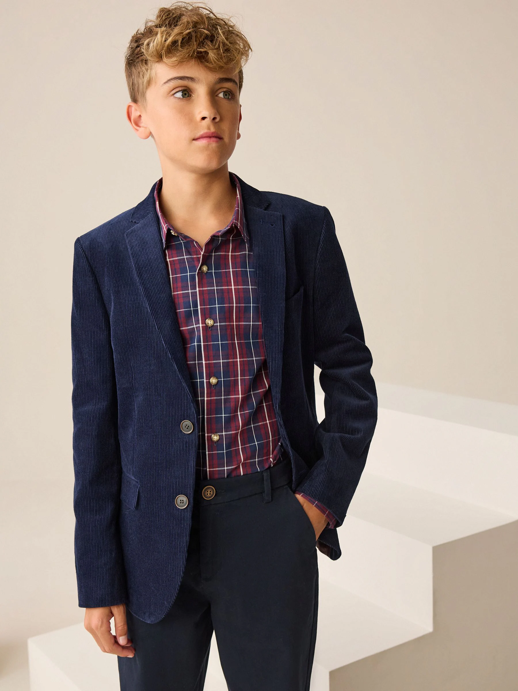 Navy Blue Corduroy - Blazer (3-16yrs)