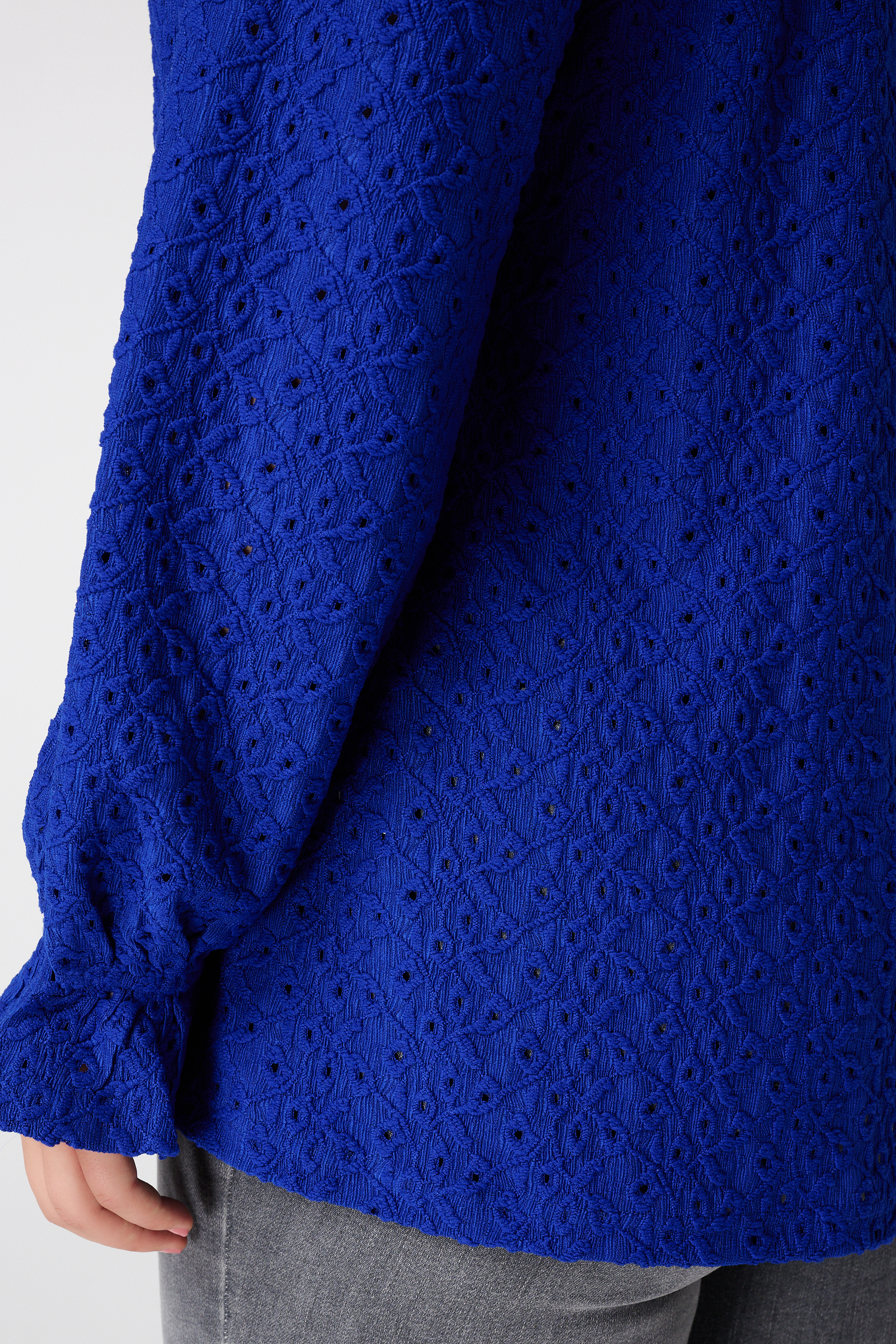 Top met broderie Kobalt blauw