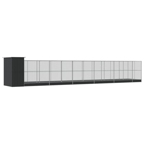 vidaXL Voliere med forlengelse sølv 1244x203x216 cm stål