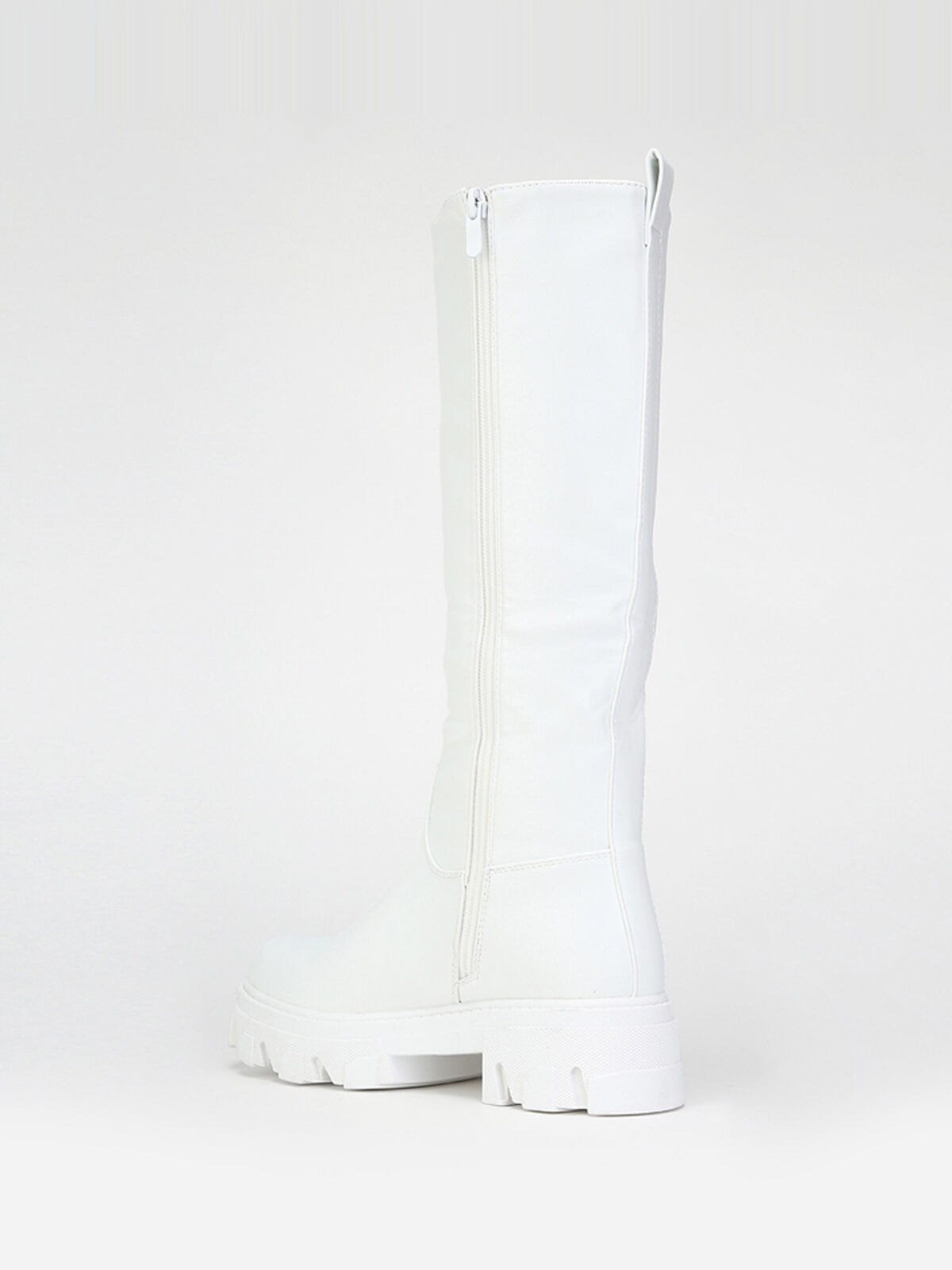 Bottes en simili à semelle crantée- Blanc