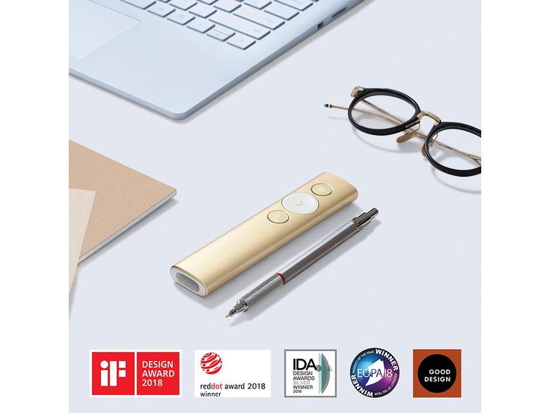 Logitech Presenter Spotlight Gold Innovative Presenterlösung im minimalistischen Design mit digitalem Laserpointer und 30m Reichweite