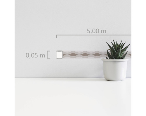 Rand 2822-24 Alleen Randen 9 zelfklevend golfpatroon beige-bruin 5 m x 5 cm