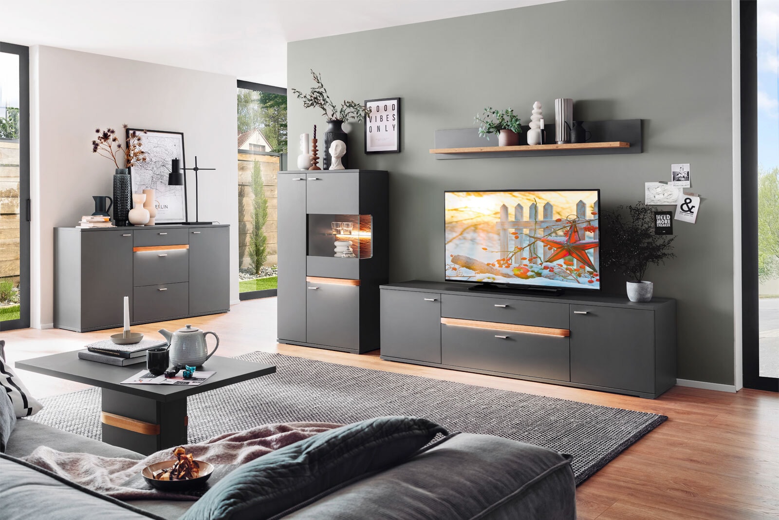 Highboard CHARLOTTE grau 80 cm