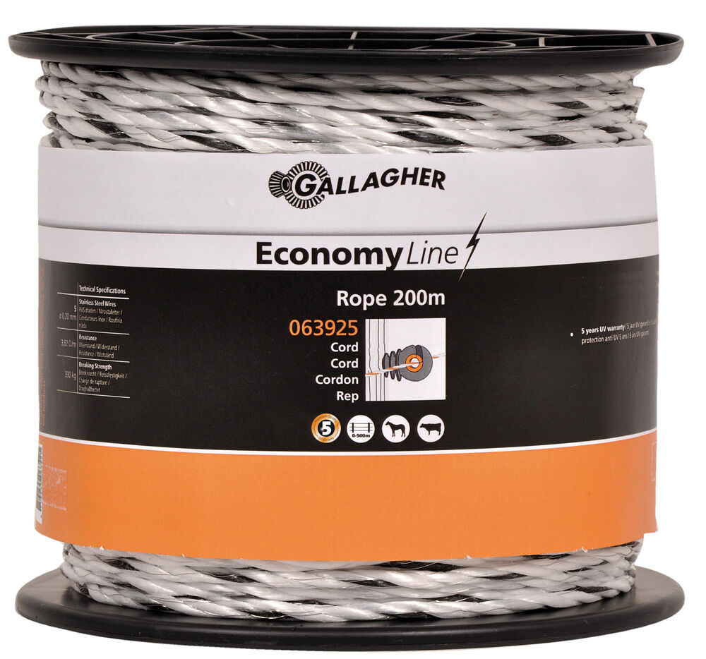 Gallagher EconomyLine - Cord - 16.2 cm - 200 Meter - Wit - 20 cm - 20000 cm