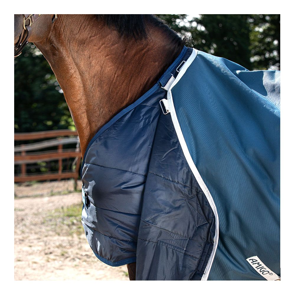 Horseware AMIGO AMECO BRAVO 12 PLUS 100G - Couverture de paddock + couvre-cou teal/grey