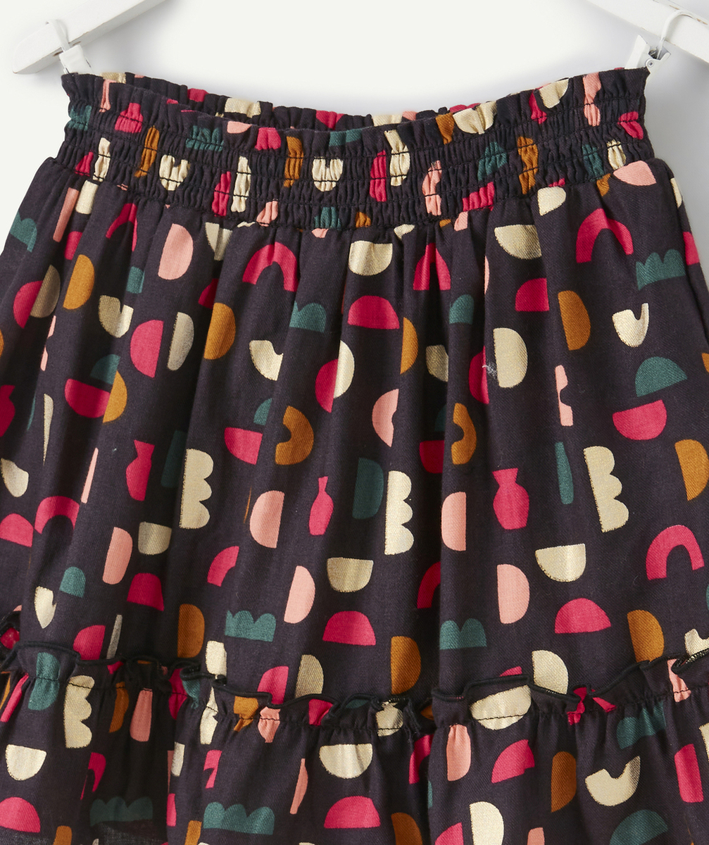 JUPE-SHORT À VOLANTS FILLE EN COTON ET IMPRIMÉ AVEC MOTIFS COLORÉS