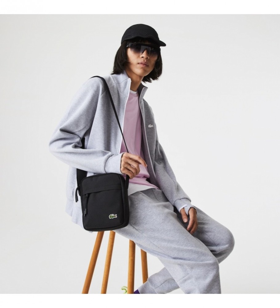 Bolsa transversal Lacoste preta com zíper