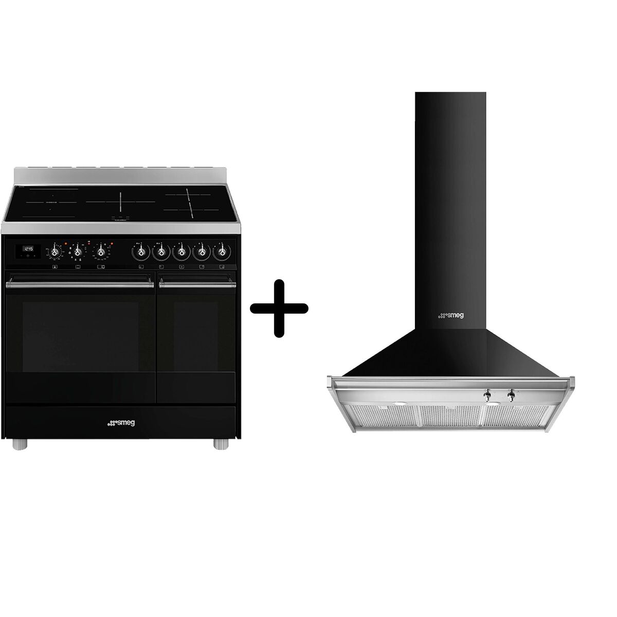 Smeg C92IPBL9-1 Induksjonskomfyr + KD90HNE Kjøkkenvifte