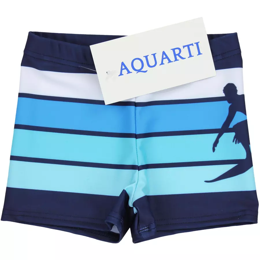 Aquarti Jungen Badehose Gestreift mit Motiven hellblau
