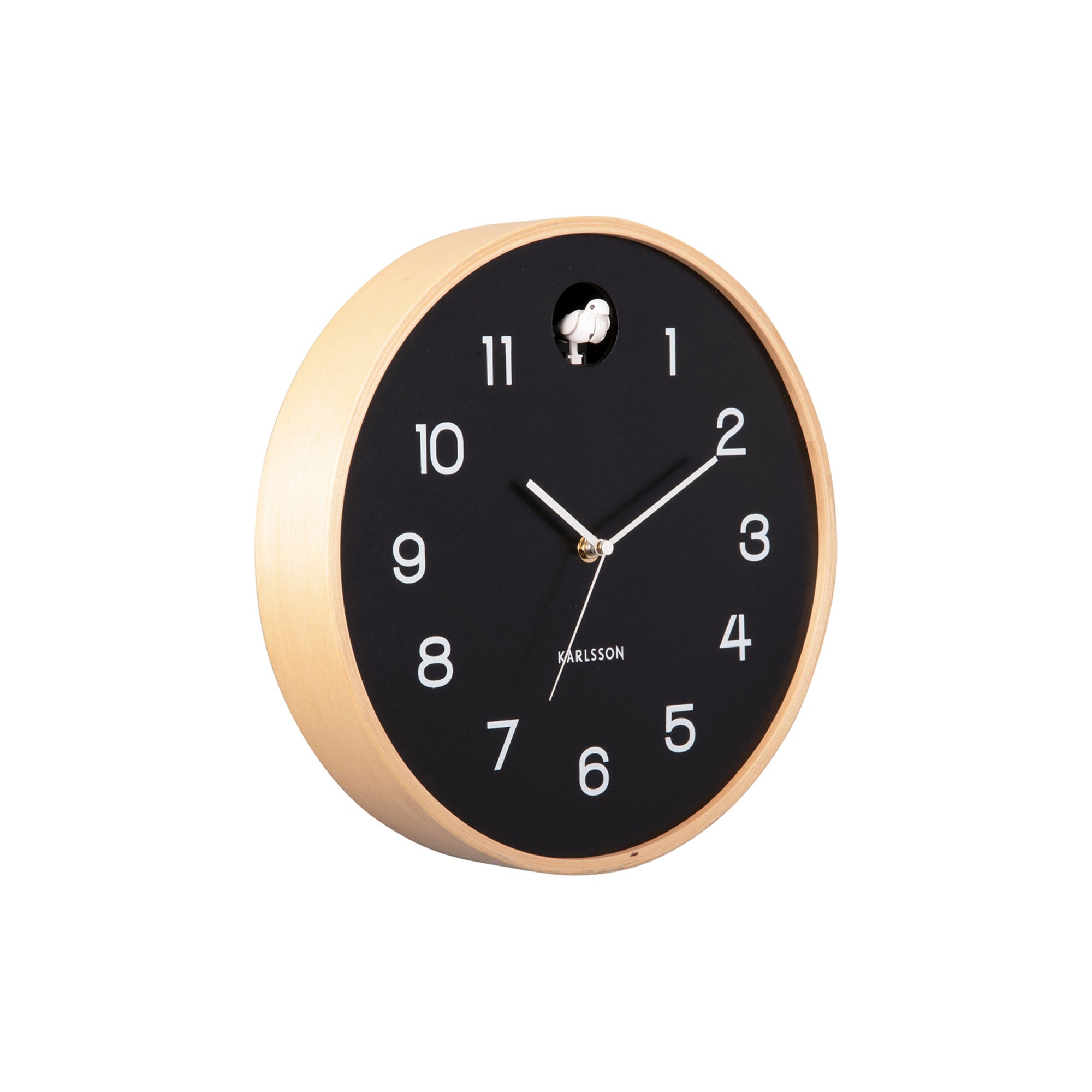 Karlsson - Wall clock Natural Cuckoo birch wood black