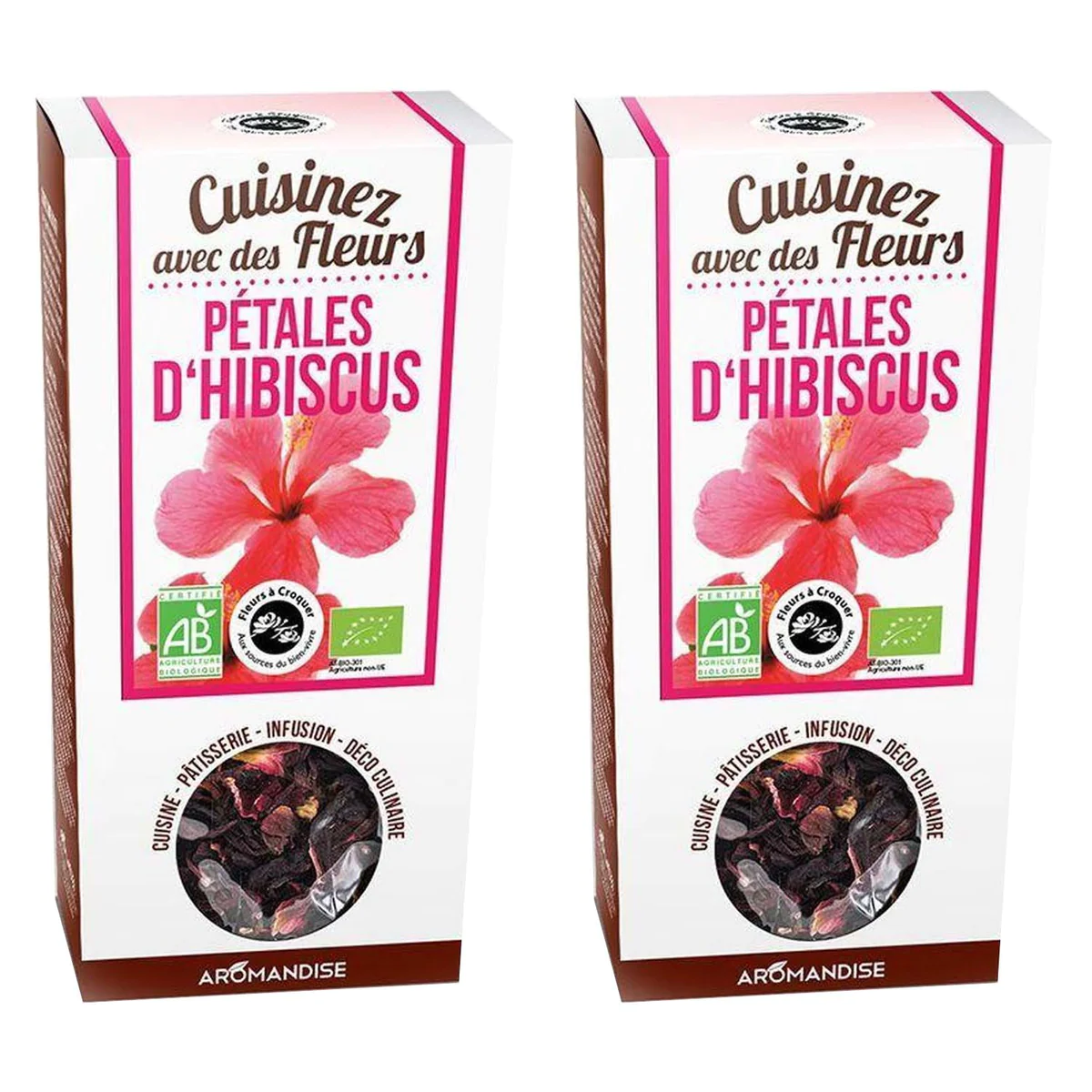 Fleurs comestibles bio - Pétales d'Hibiscus 160 g Aromandise