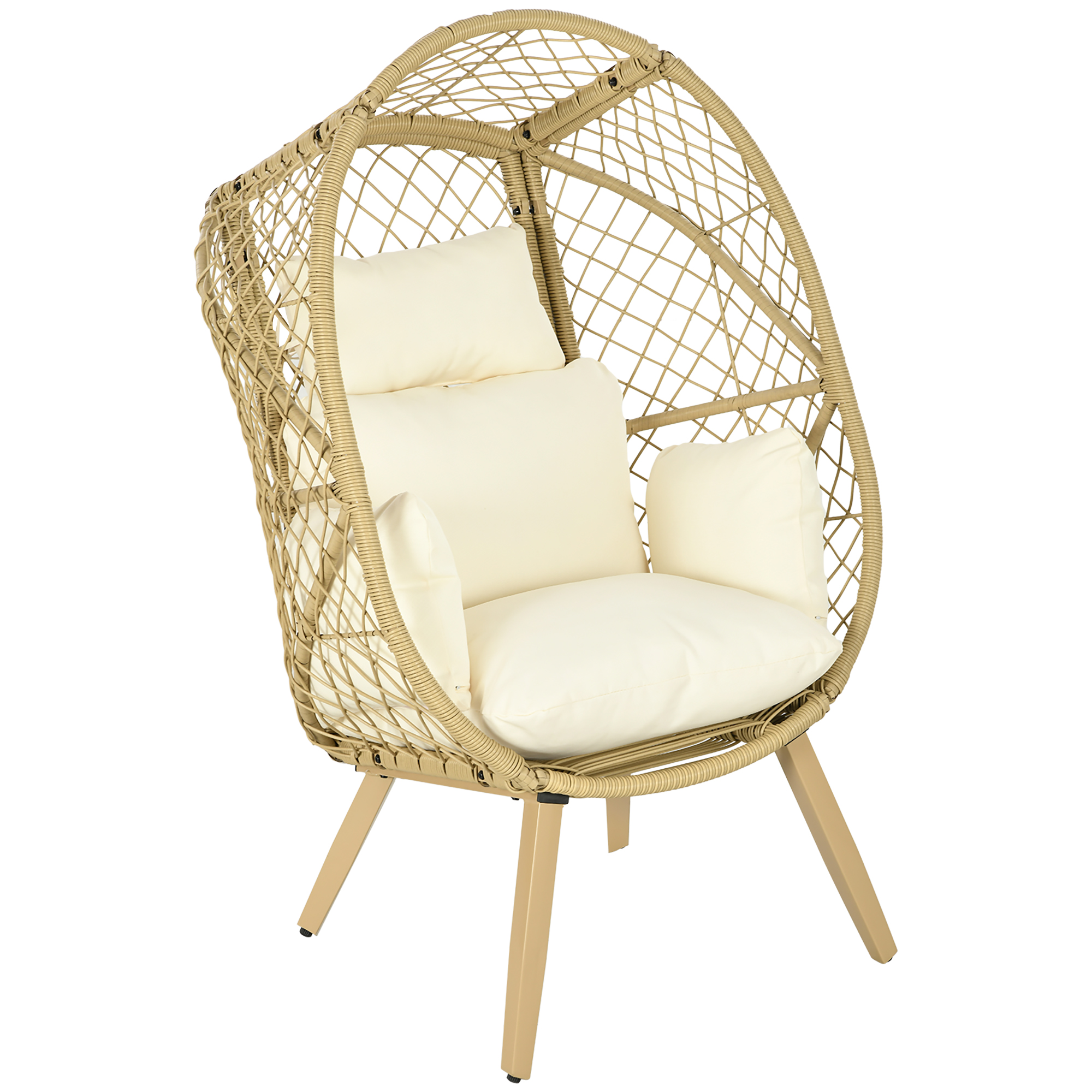 Cadeira Outsunny em rattan natural e creme
