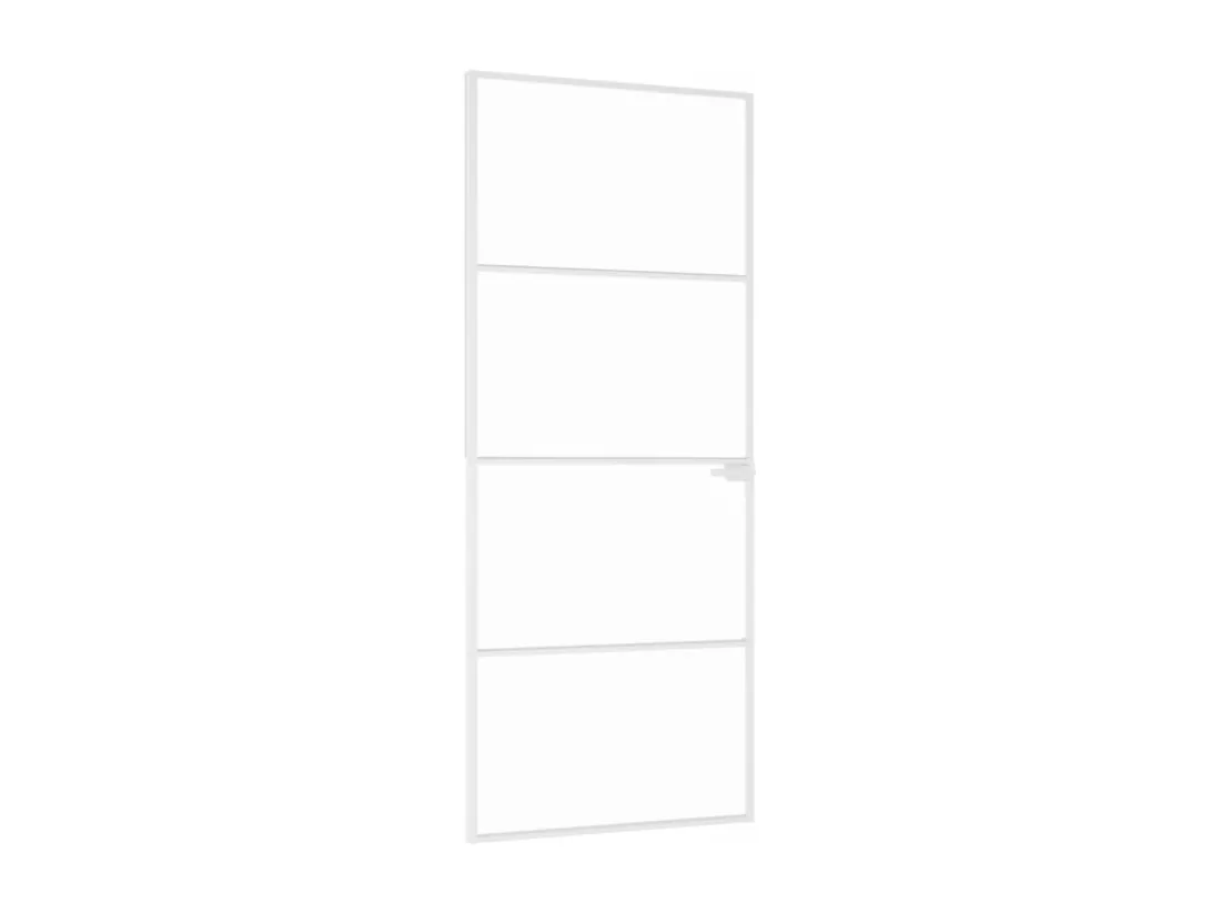 Porte d'intérieur Blanc 83x201,5 cm Trempé verre aluminium fin