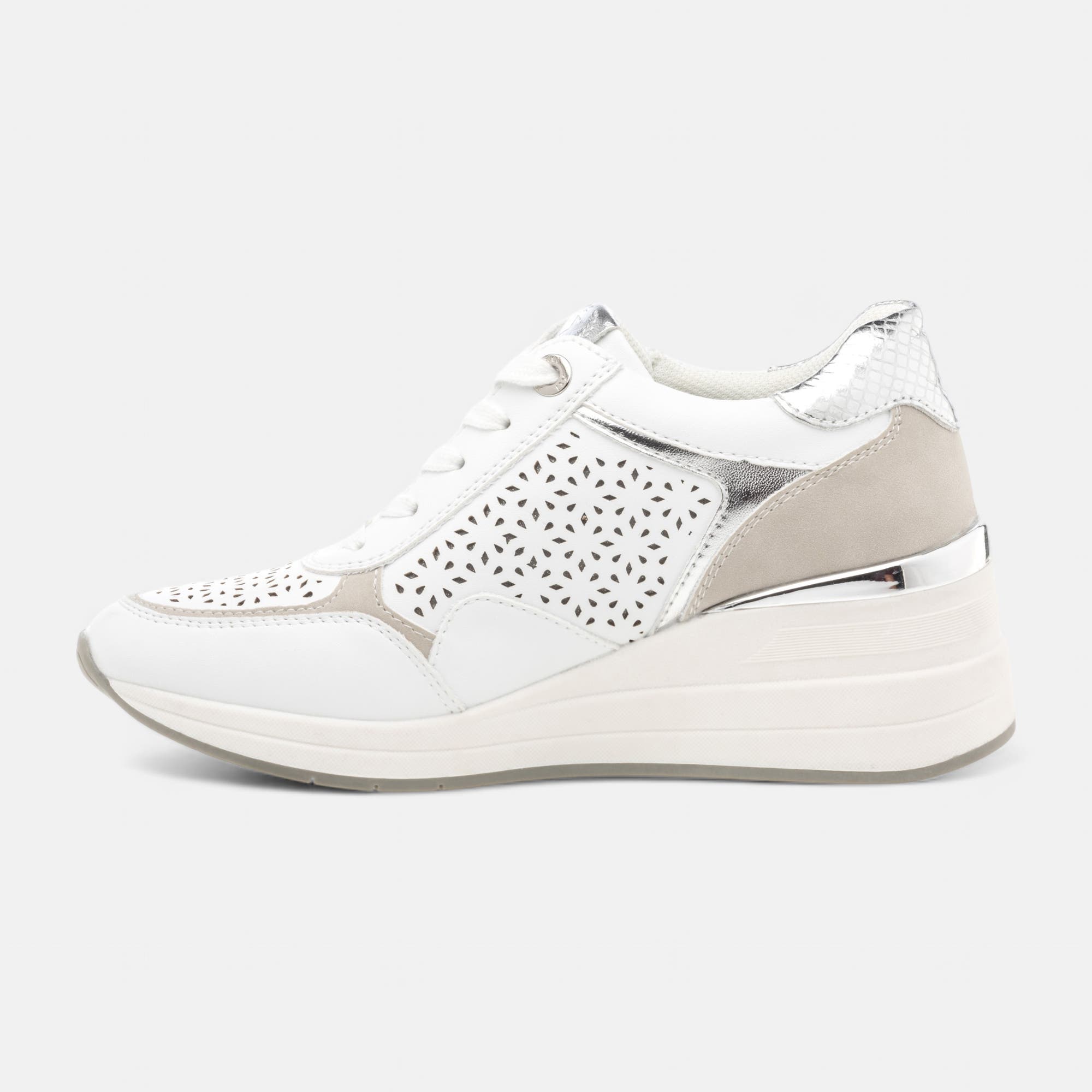 Baskets basses à talon compensé Femme blanc