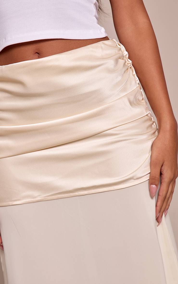 Crème Jupe Longue En Mousseline Avec Superposition En Satin