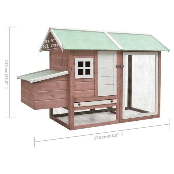 vidaXL Kyllingbur mocca 170x81x110 cm heltre furu og gran