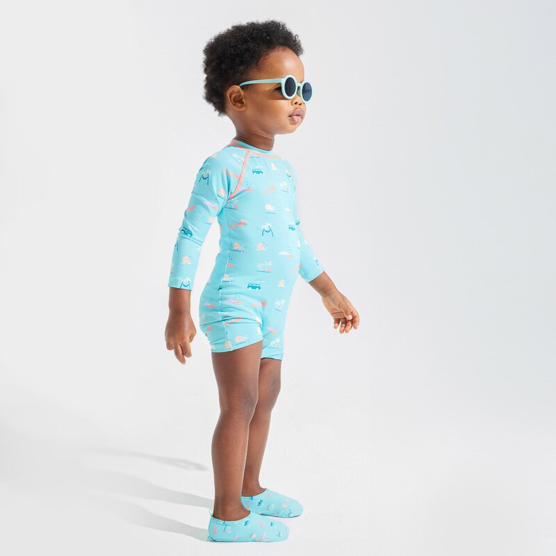 Combinaison courte anti UV bleu bébé garçon Bleu