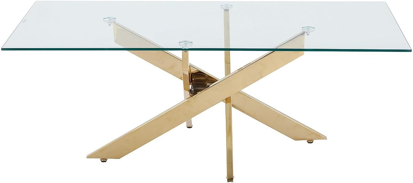 Vente-unique-Couchtisch - Sicherheitsglas & Goldfarbenes Metall - Transparent - Cosima