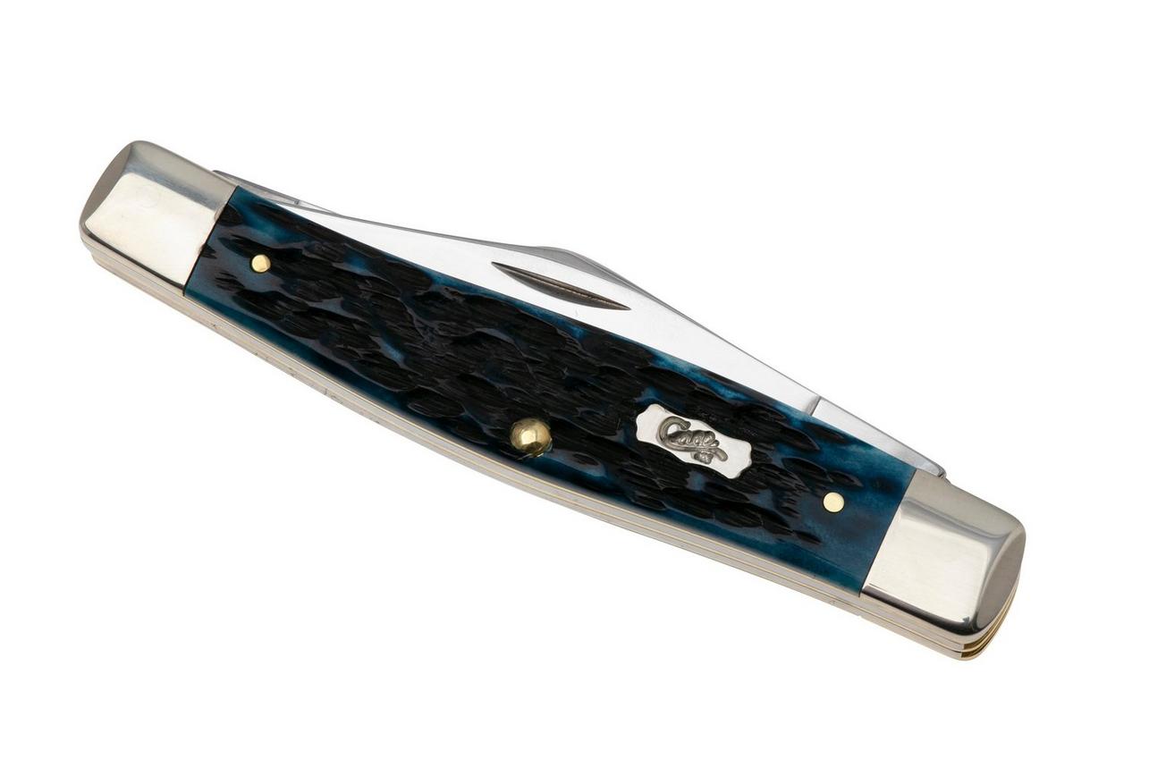 Case Large Stockman 51861 Peach Seed Jig Pocket Worn Mediterranean Blue Bone 6375 SS, zakmes