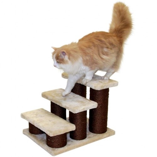 Escada para animais de estimação bege e marrom