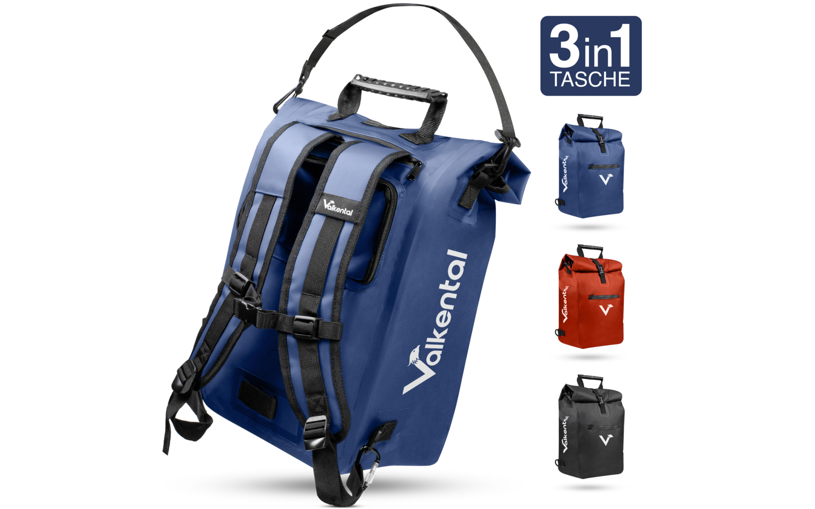 Valkental ValkOne 3-in-1 Fahrradtasche 25 Liter grün