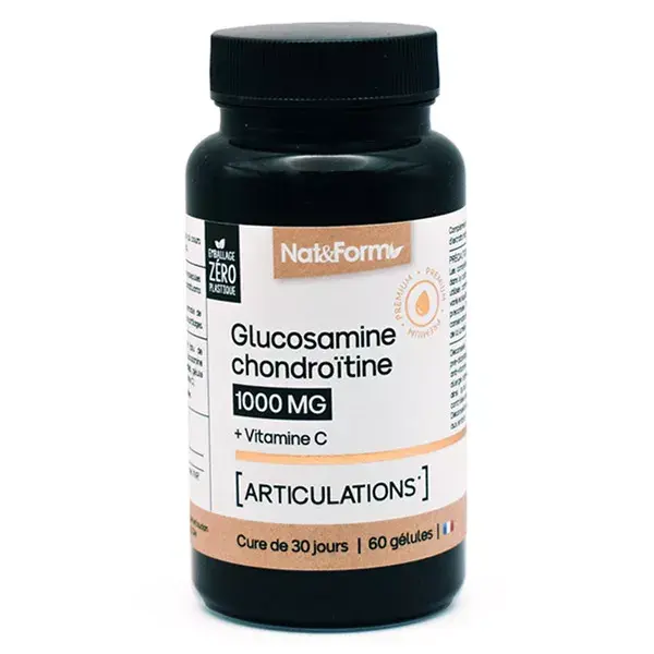 Nat & Form Glucosamina Condroitina + Vitamina C para articulações, 60 cápsulas