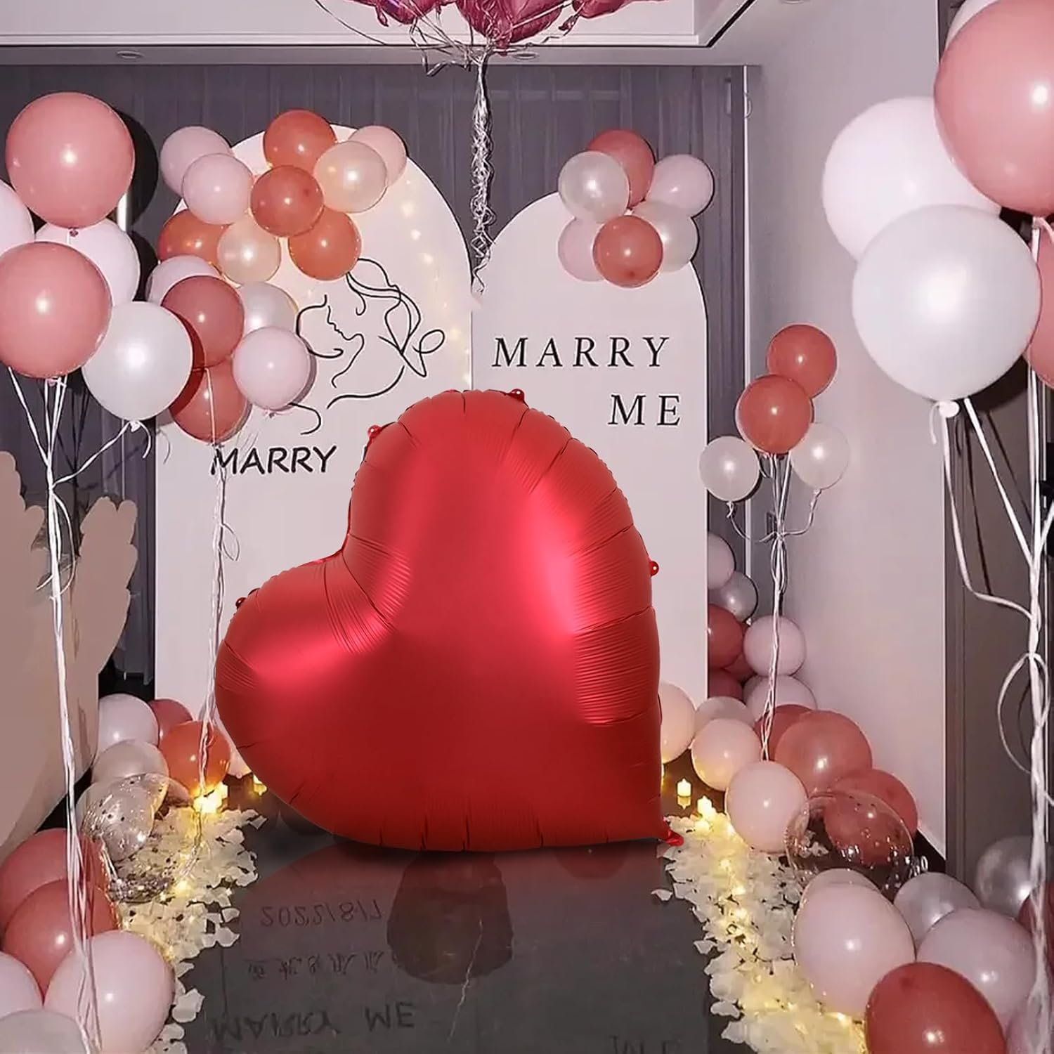 (153x150cm) XXL 3D Party Folien Ballon Deko Luftballon für Hochzeit / Valentinstag / Muttertag - Herz / Rot